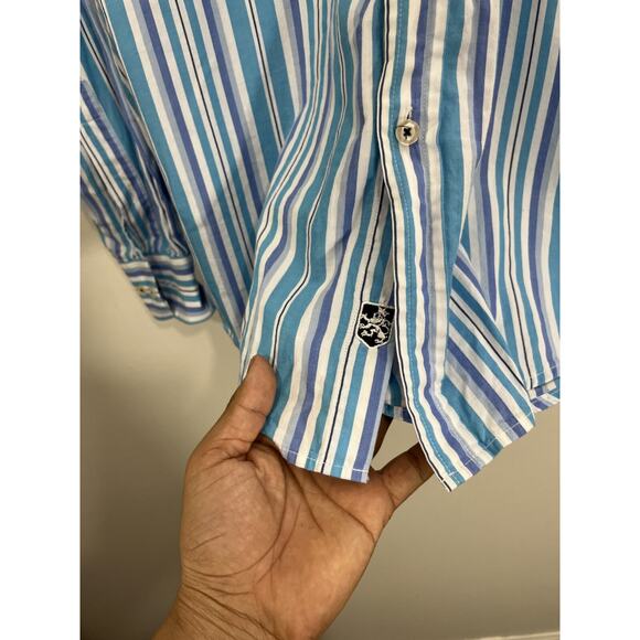Nat Nast Coastal American Fit Retro Resort Striped Boho Preppy Button Up Shirt M - Picture 5 of 15